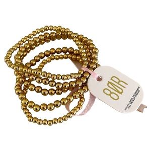 80R 5 PC. GOLD TONE BEADED STRETCH BRACELET SET